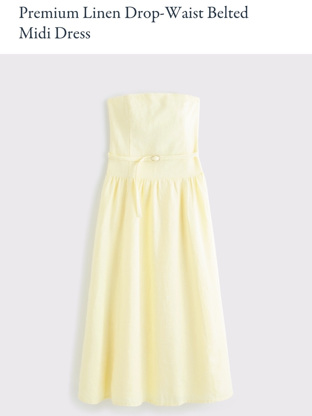Abercrombie Premium Linen Drop-Waist Belted Midi Dress XL PETITE